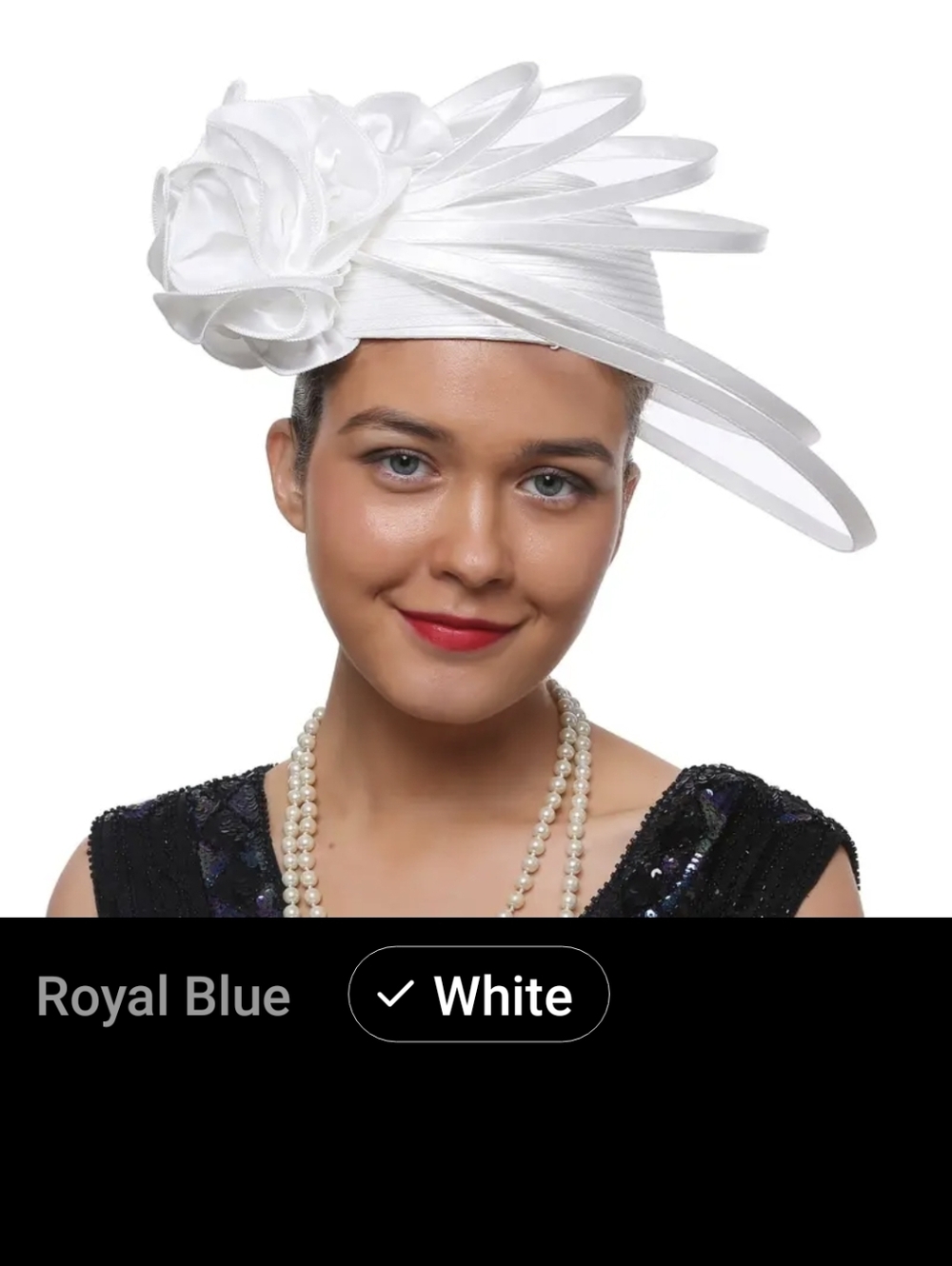 White Floral Loop Fascinator Hat - Women's Occasion Headpiece